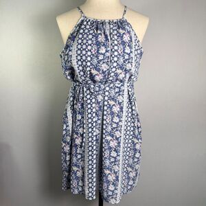 GAP Halter Neck A-Line Dress, Blue & White Floral, Size Medium Knee Length 2/$25